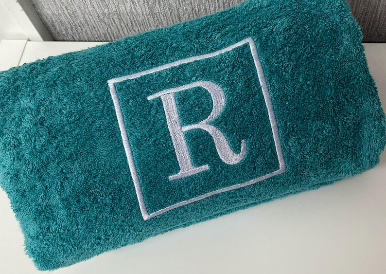Personalised Monogram Towel: Embroidered 500 GMS Cotton Towels, Square Monogram Design image 14