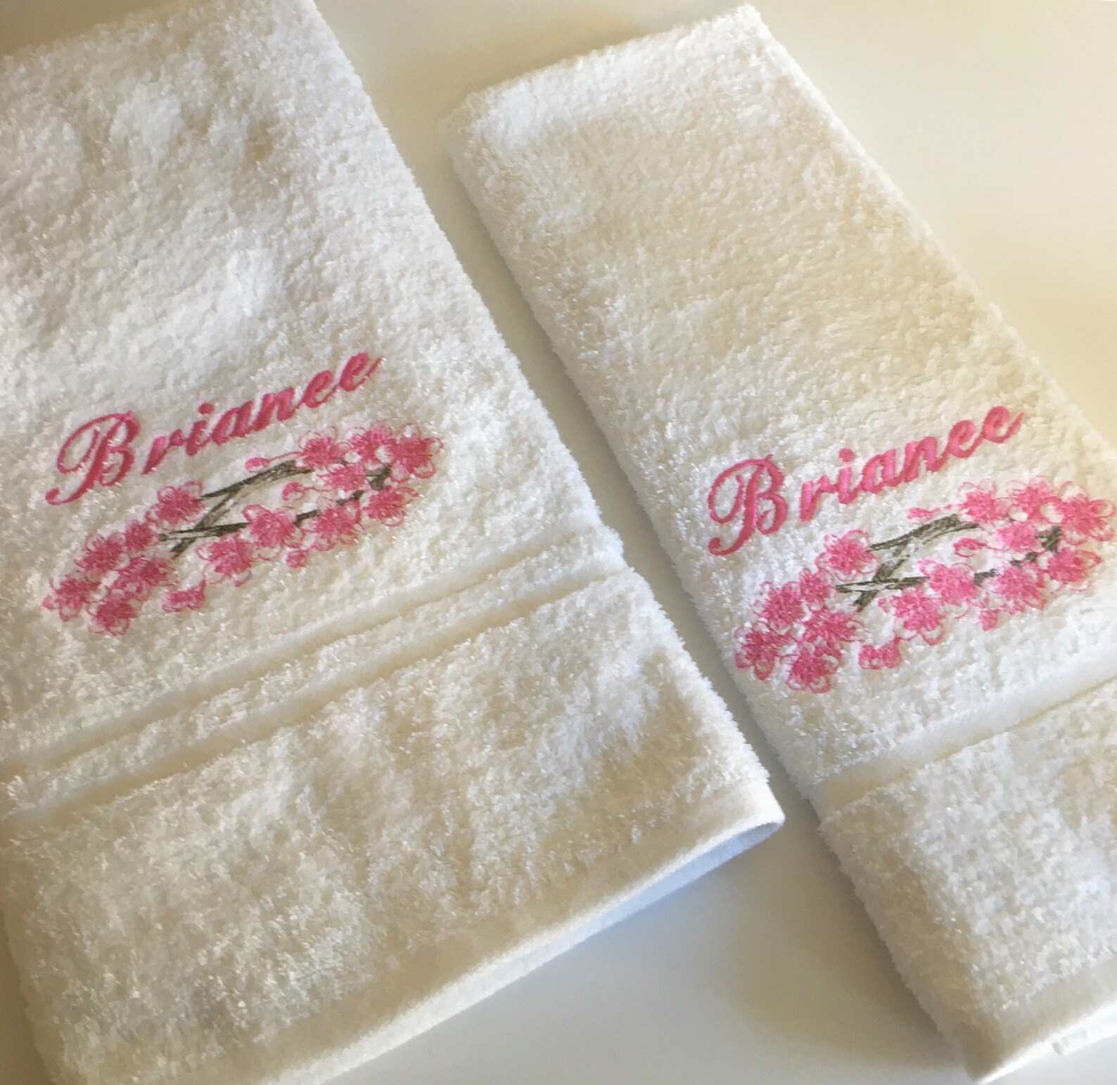 Personalised and Embroidered Luxury Towels, Delicate Blossom Branch
