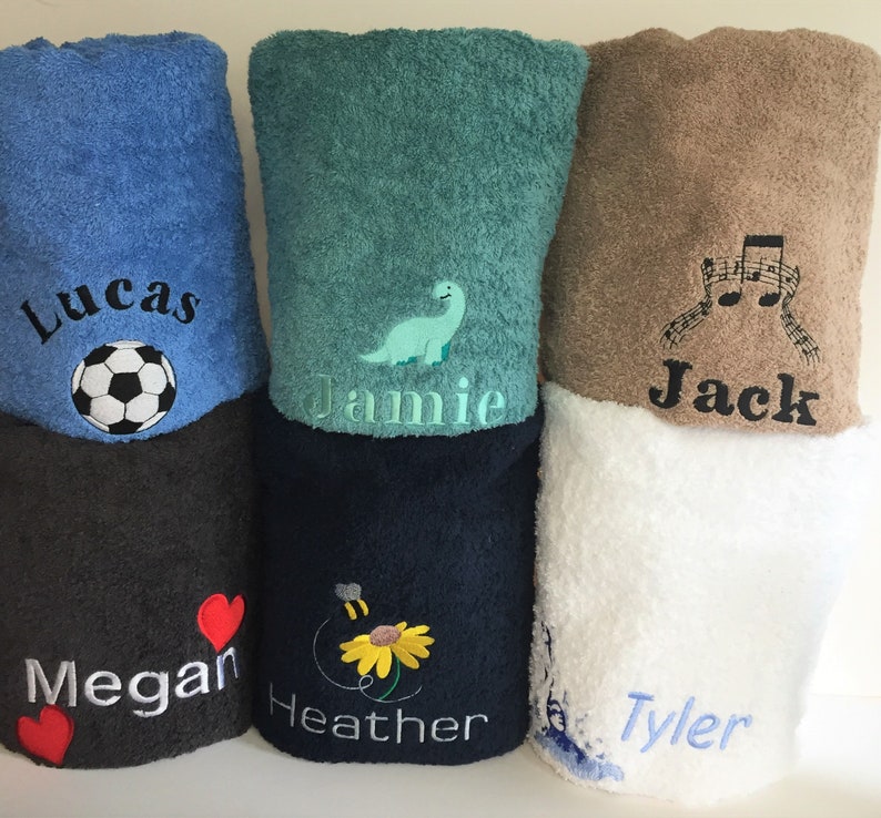 Embroidered Bath Towels, Design Your Own Towels, Personalised Towels for Swimming, Sports, Hobbies and much much more 