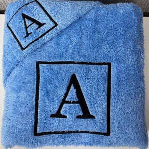 Personalised Monogram Towel: Embroidered 500 GMS Cotton Towels, Square Monogram Design Cobalt