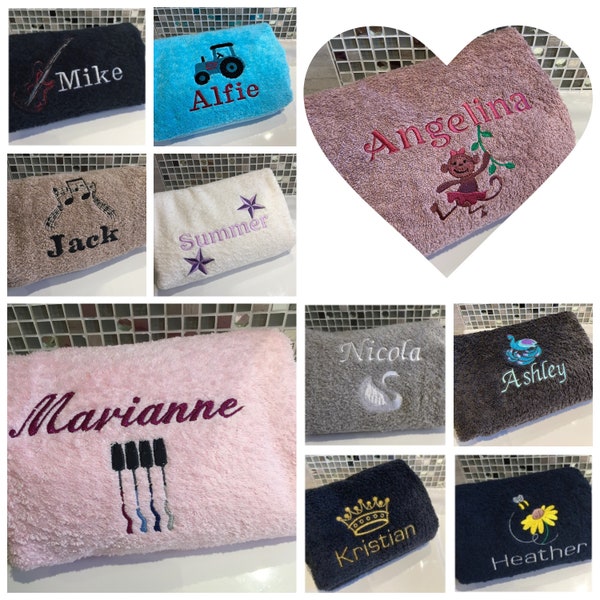 Embroidered Bath Towels, Design Your Own Towels, Personalised Towels for Swimming, Sports, Hobbies and much much more