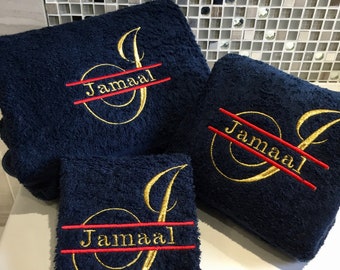 Monogram Towels, Beautiful Script Border Design, Embroidered Bath, Hand and Facecloths, Personalised Facecloths, Hand and Bath Towels