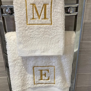 Personalised Monogram Towel: Embroidered 500 GMS Cotton Towels, Square Monogram Design image 19