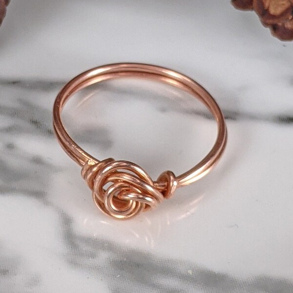 Rose Wire Ring, Garden Inspired Copper Jewelry, Delicate Fashion Accessory, Boho and Hippie Fashion for Women