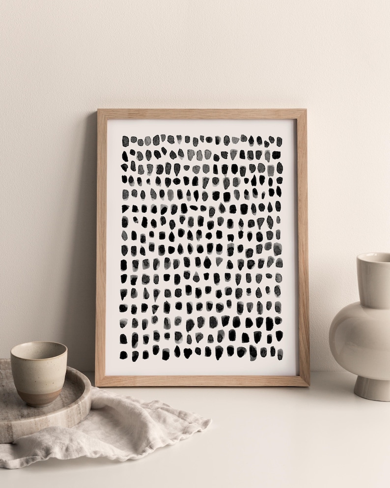 Black and White Dot Wall Art Print Black Dot Print Modern Etsy
