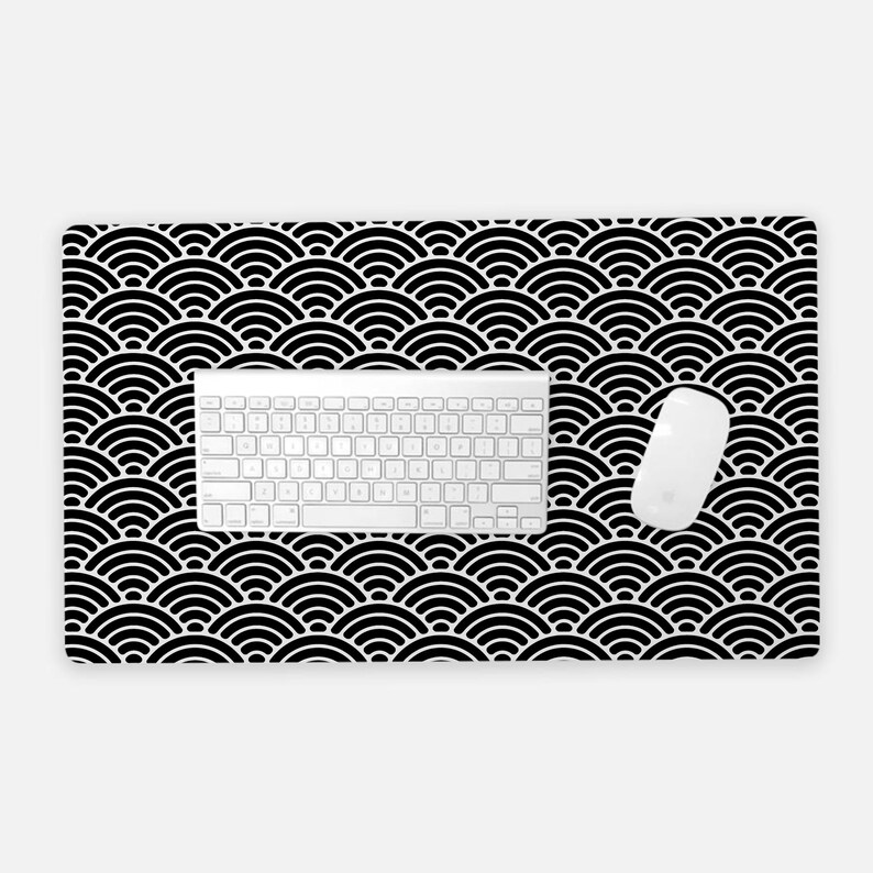 Black Waves Desk Mat Seigaiha Keyboard Mat Black and White Etsy