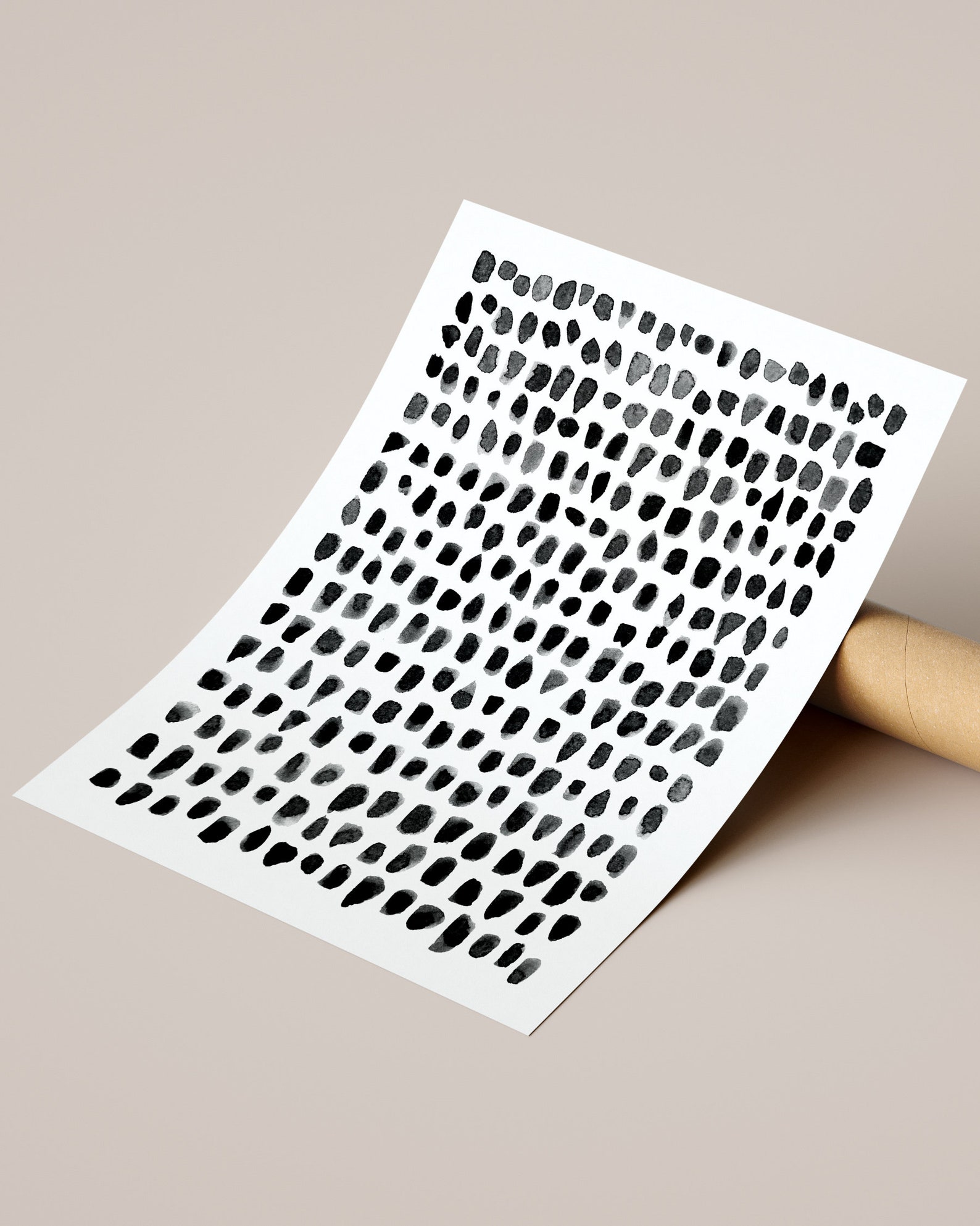 Black and White Dot Wall Art Print Black Dot Print Modern Etsy