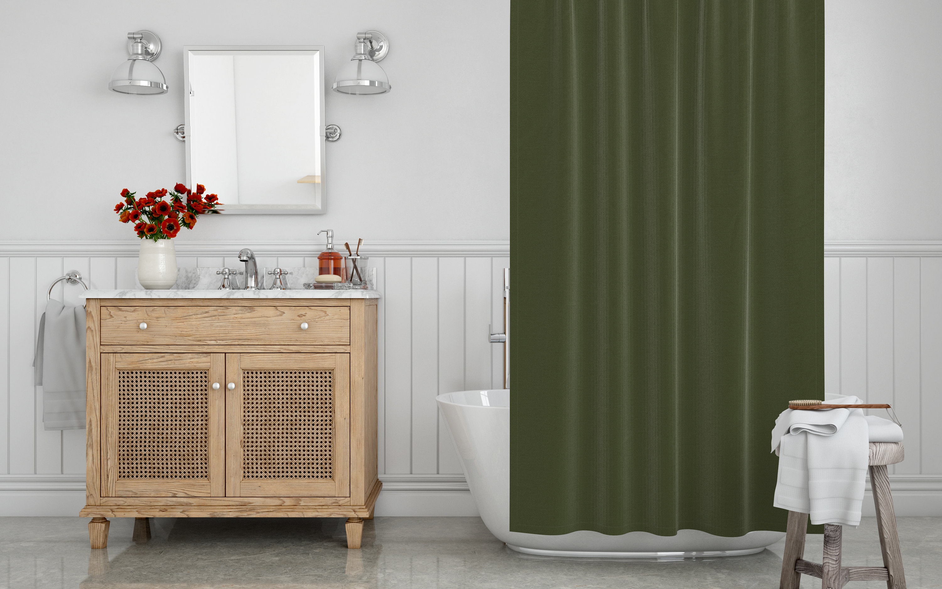 Cortina de ducha verde oliva maciza cortina de ducha verde Etsy