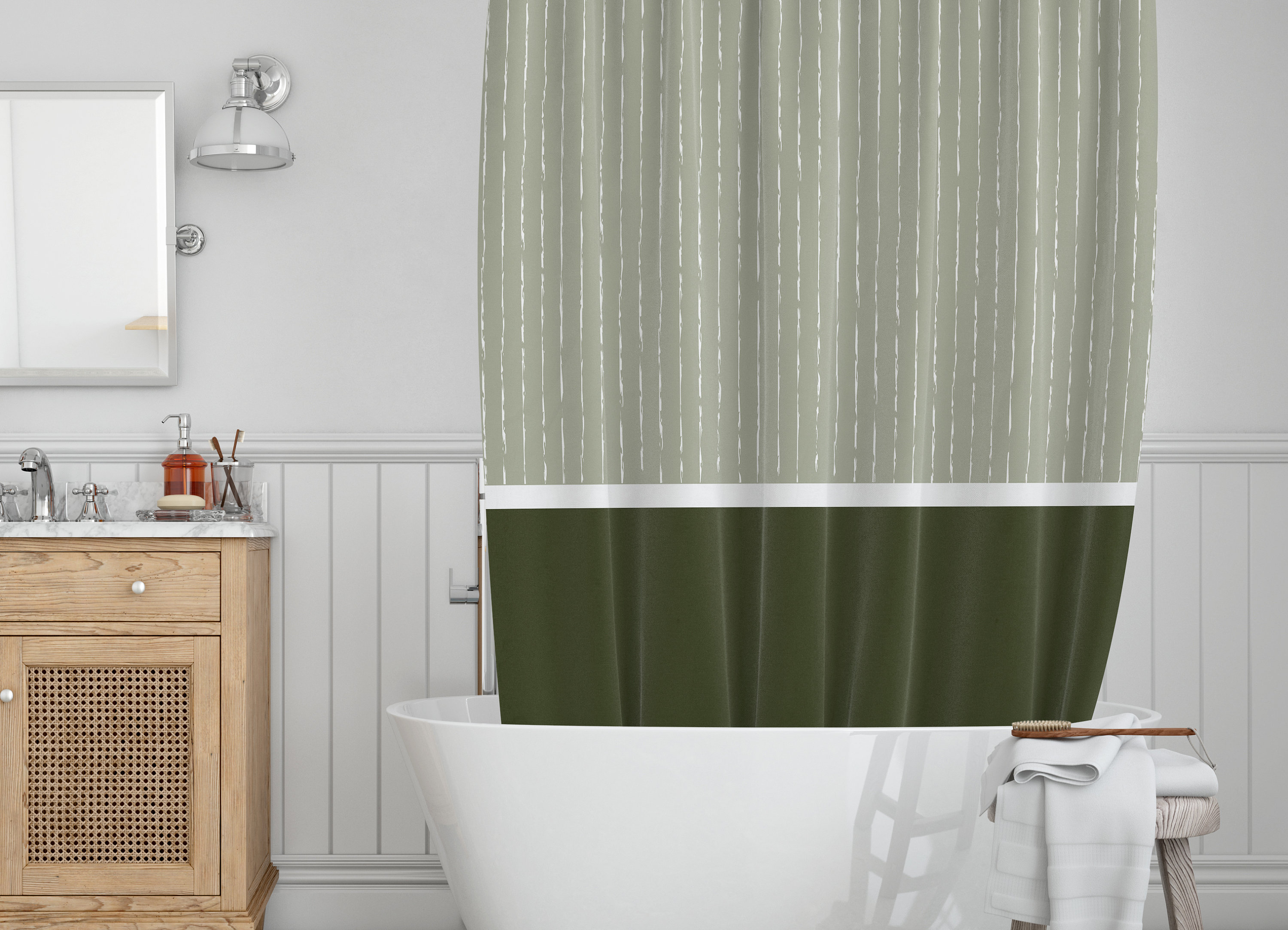 Fresh Sage and Olive Green Show Curtain Boho Shower Curtain Etsy