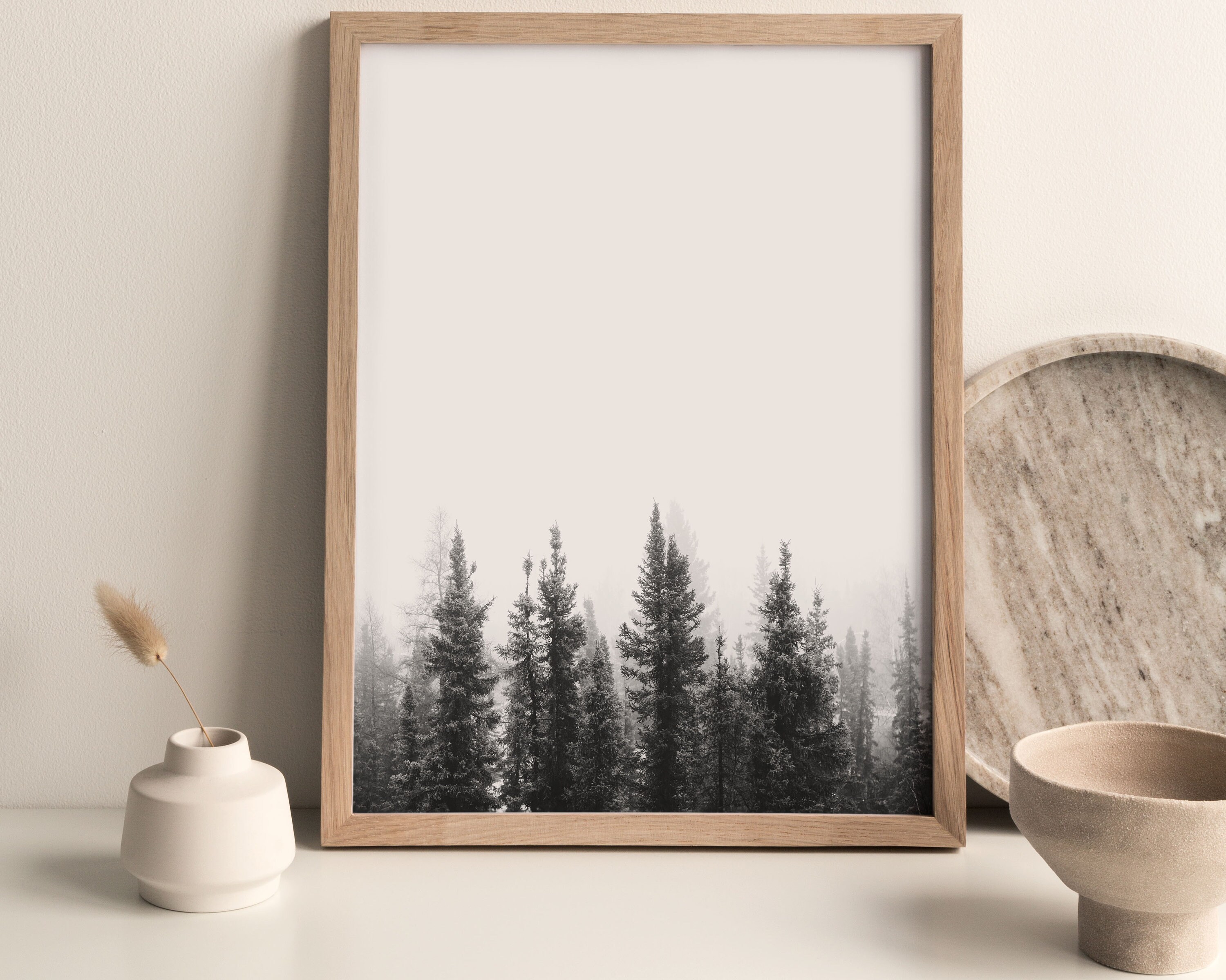 Black and White Woodland Printable Wall Art Boho Photography Etsy