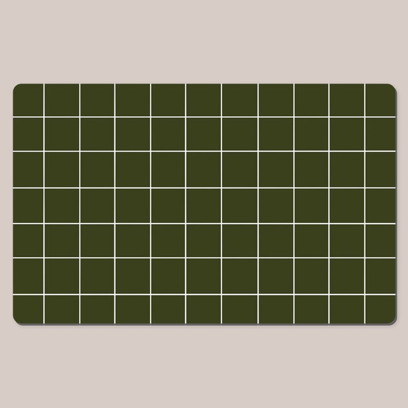 Olive Green Grid Desk Mat Olive Green Desk Mat Dark Green Etsy