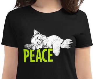 PEACE Cat - T-shirt femme manches courtes