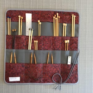Large Knitting Needle Case/Roll/Organizer; Knitting Needle holder, storage; Knitting Needle Travel Case, Fiber Arts, Gift for Her
