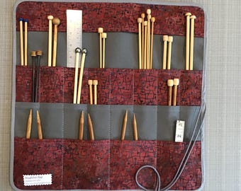 Estojo/rolo/organizador grande para agulhas de tricô; porta-agulhas de tricô, armazenamento; estojo de viagem para agulhas de tricô, Fiber Arts, presente para ela