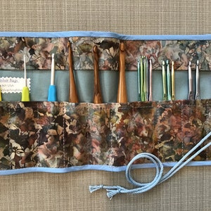 Extra large 10-slot Crochet Hook Case, Crochet Organizer Storage Roll, Crochet Travel Case, Gift for her