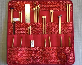 Estojo/rolo/organizador grande para agulhas de tricô; porta-agulhas de tricô, armazenamento; estojo de viagem para agulhas de tricô, Fiber Arts, presente para ela
