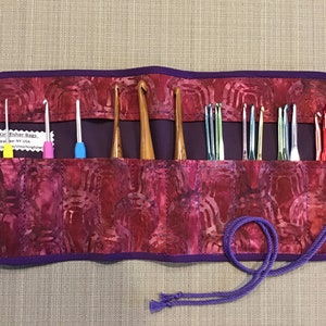 Extra large 10-slot Crochet Hook Case, Crochet Organizer Storage Roll, Crochet Travel Case, Gift for her