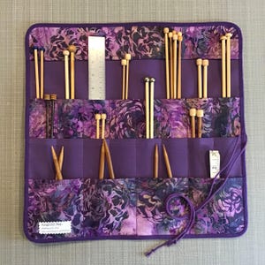 Large Knitting Needle Case/Roll/Organizer; Knitting Needle holder, storage; Knitting Needle Travel Case, Gift for Her