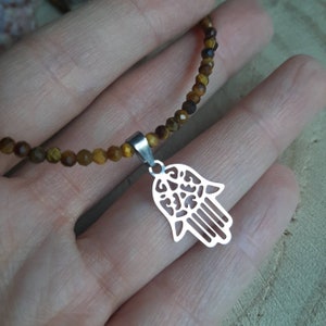 Tigeraugenkette mit Fatima-Hand