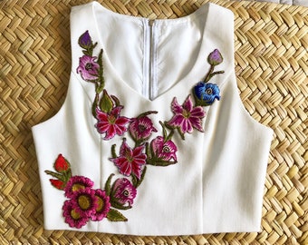 Embroidered mexican crop top