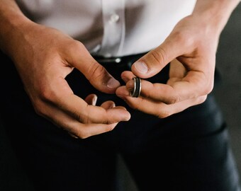 Sterling Silver Textured Ring, Modern Men's Wedding Bands and Jewellery. Minimal Mens Jewelry. Burton Metal Depository