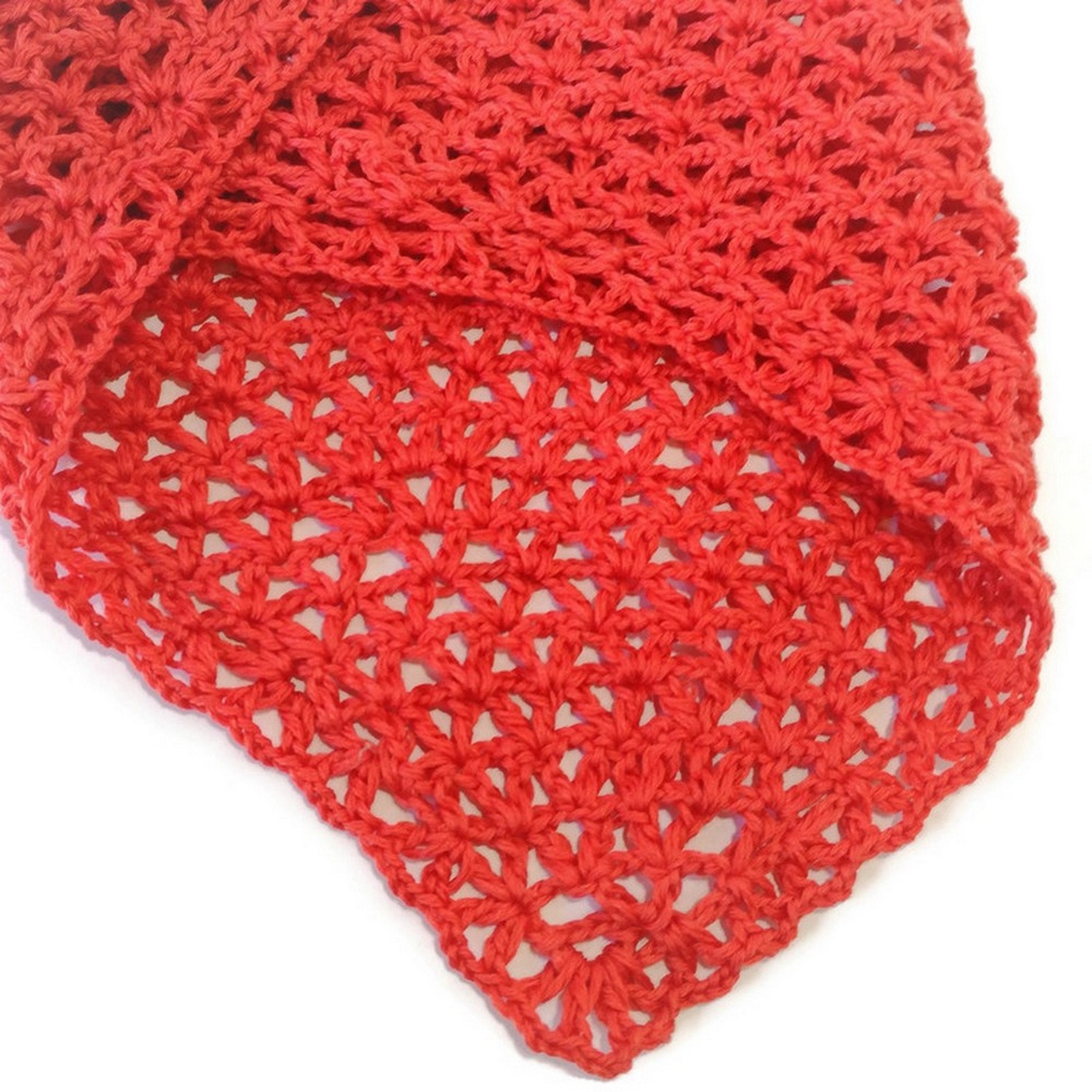 UPON REQUEST Red Crochet Head Scarf – Handmade – 100% Cotton Red Crocheted Headscarf - Etsy main image 4