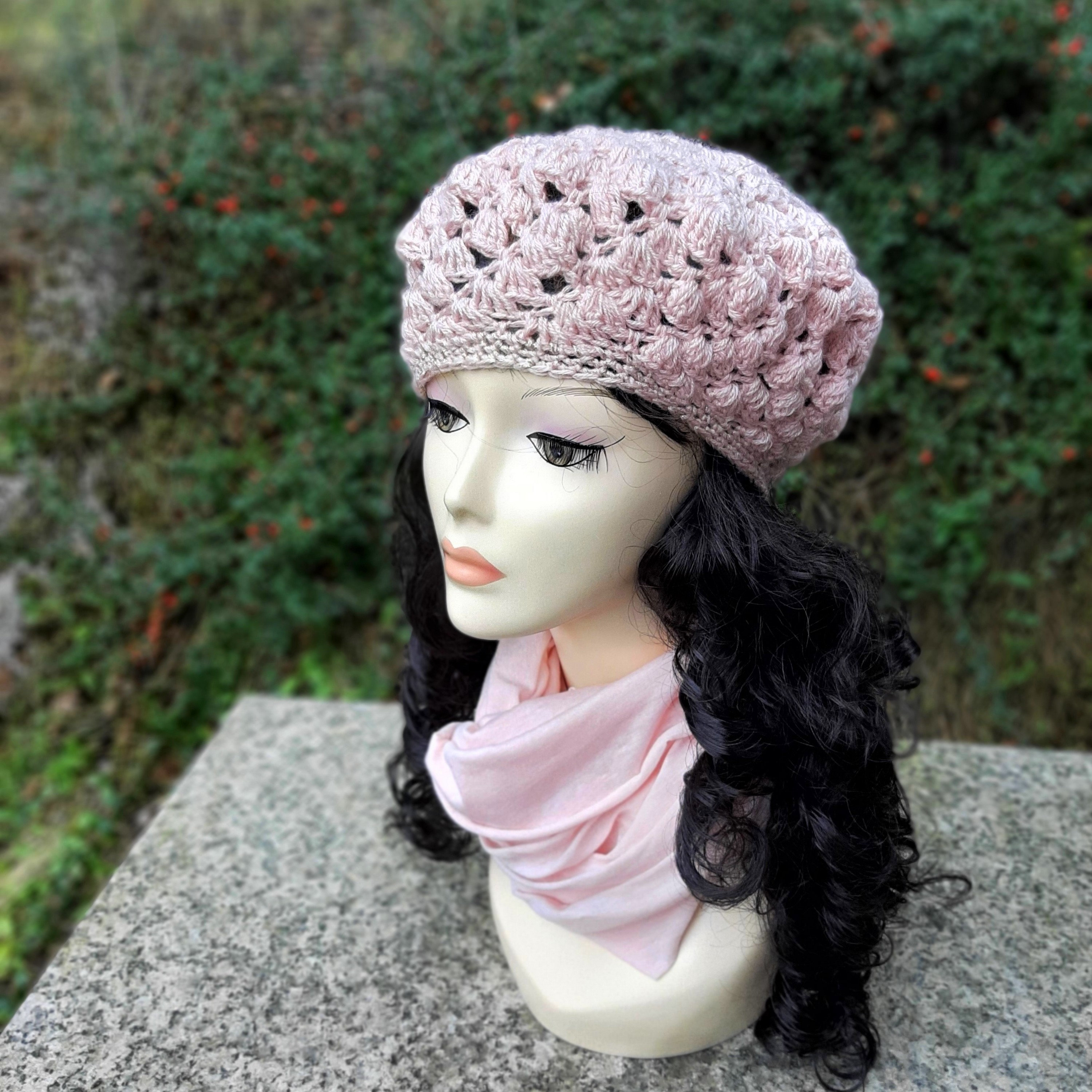 Pink Women's Beret Crochet Lace Beret Powder Pink Beret Etsy