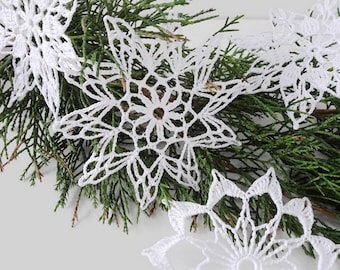 Crochet White Stars Garland - Perfect Christmas Decoration