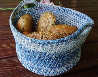 Cotton Crocheted Bread Basket - 20 cm Diameter Home Decor