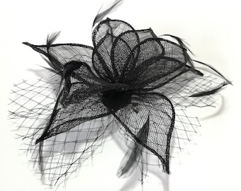Accessoire pour broche fleur d'ornement de cheveux bibi noir - Grande taille