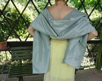 Stunning Taffeta Shawl in Gray-Mint | Perfect for Weddings