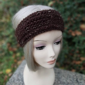 Women's brown headband wool brown ear warmer image 3