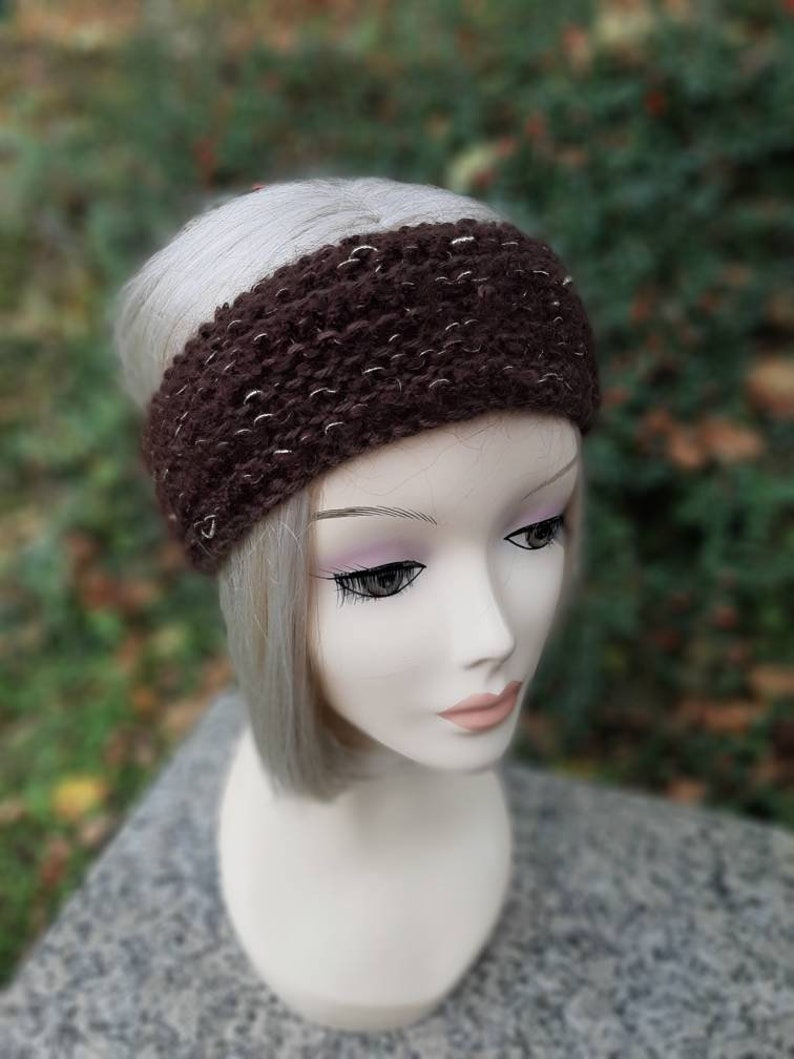 Women's brown headband wool brown ear warmer image 3