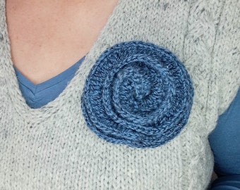 Handmade Blue Crochet brooch | decorative brooch