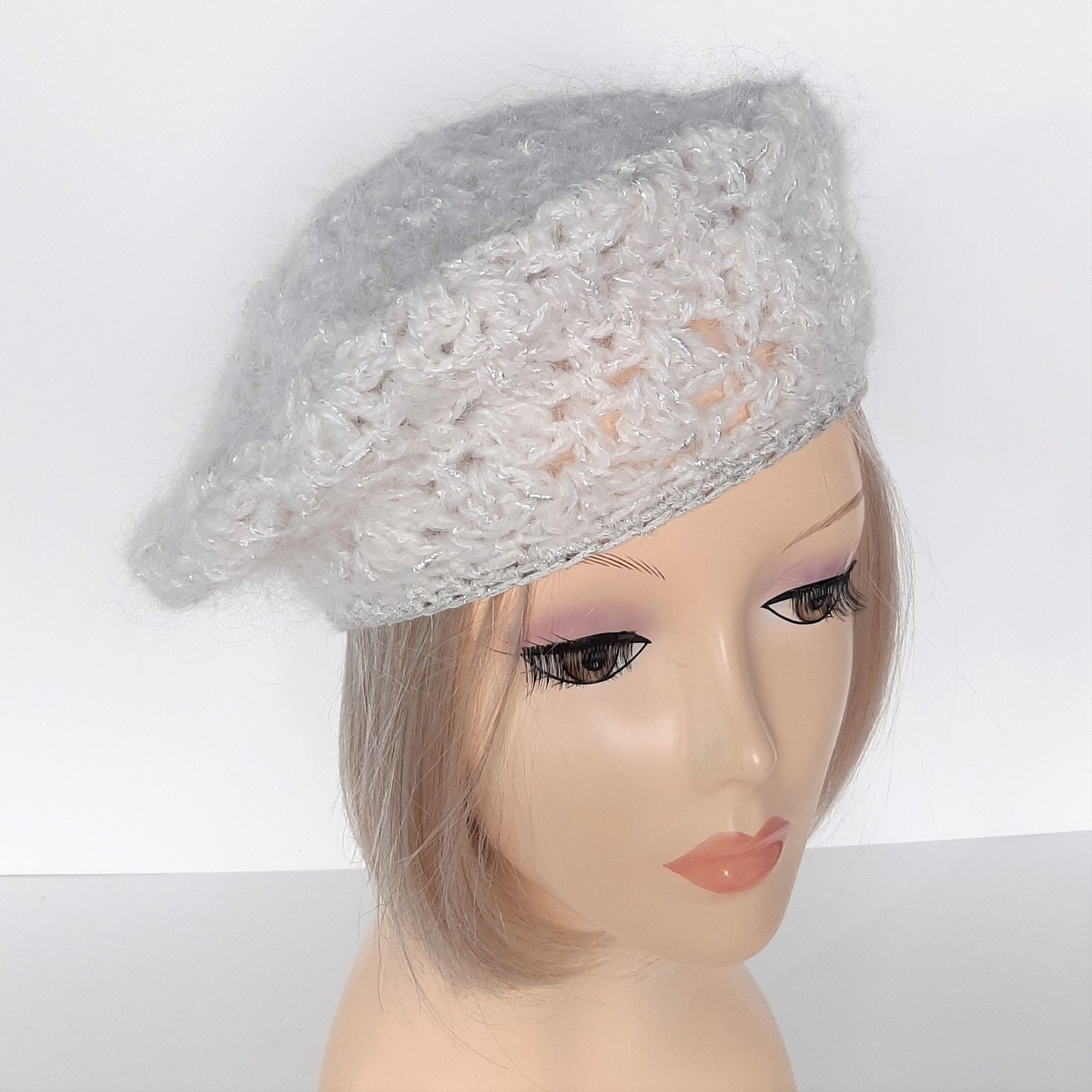 White Women's Beret Crochet Lace Beret White Beret Etsy