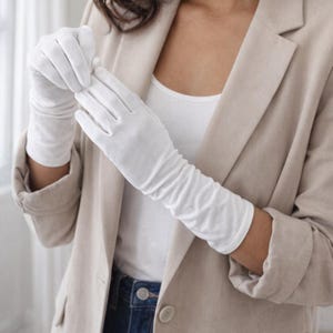 Elegante, extragroße weiße Handschuhe | für Hochzeiten, Kellner und Kostümpartys