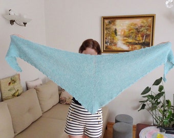 Triangle Shawl Scarf in Blue: Embrace Winter with Sophisticated Warmth | Handmade for Women