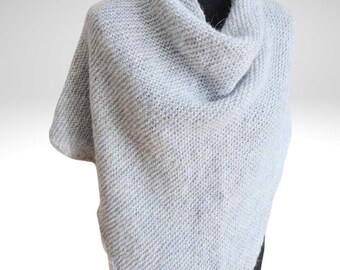 Triangle shawl in Light Grey: Soft Alpaca Mohair Wrap