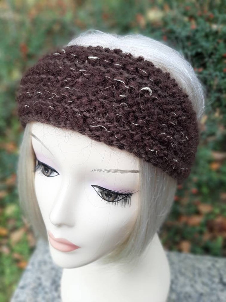 Women's brown headband wool brown ear warmer image 1