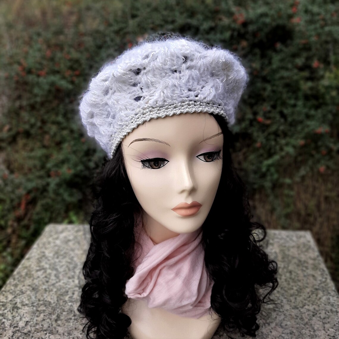 White Women's Beret Crochet Lace Beret White Beret Etsy