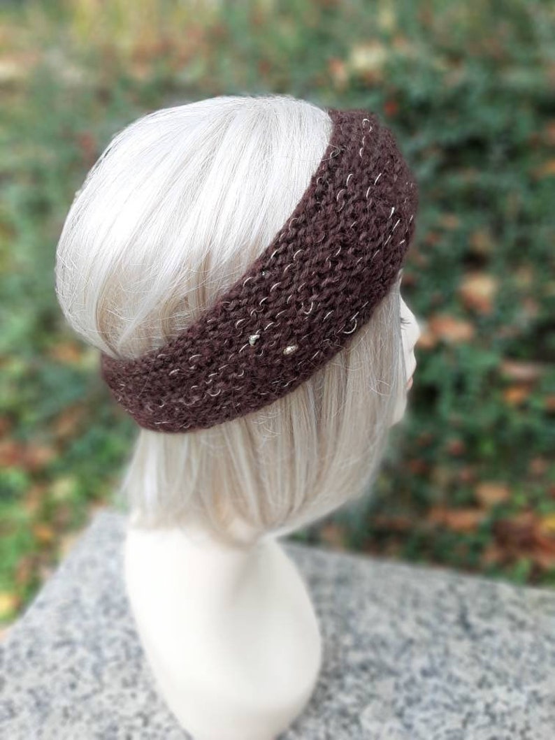 Women's brown headband wool brown ear warmer image 4