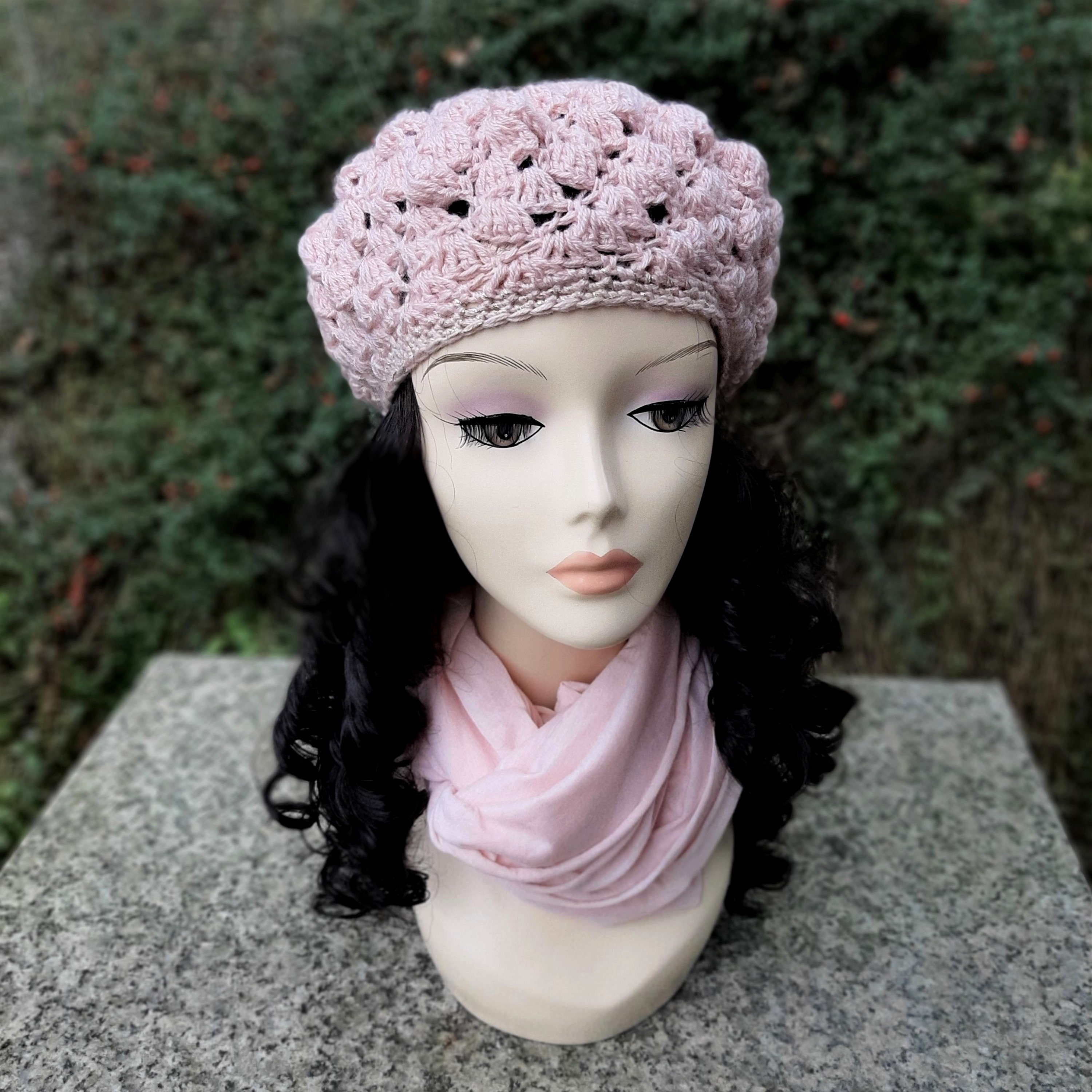 Pink Women's Beret Crochet Lace Beret Powder Pink Beret Etsy