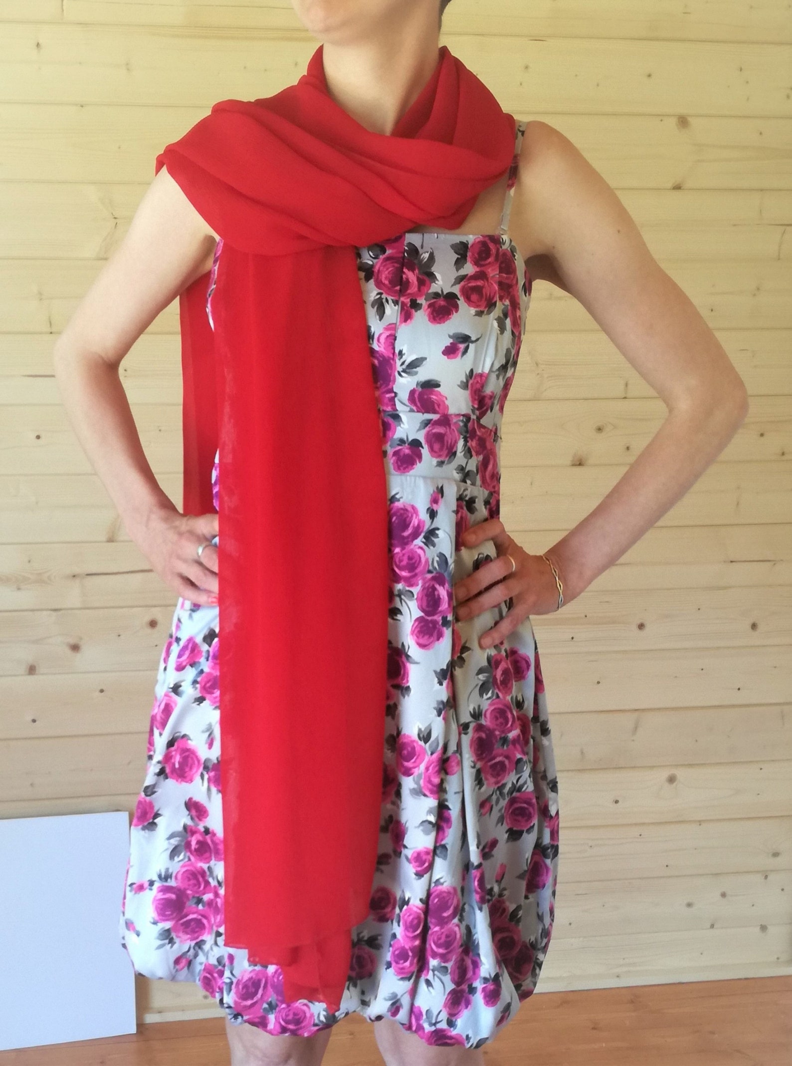 shawl with red dress