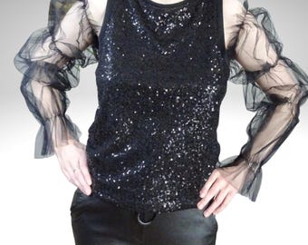 Long black tulle gloves: an accessory for a dress or a costume