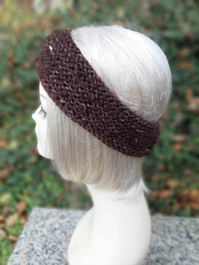 Women's brown headband wool brown ear warmer image 2