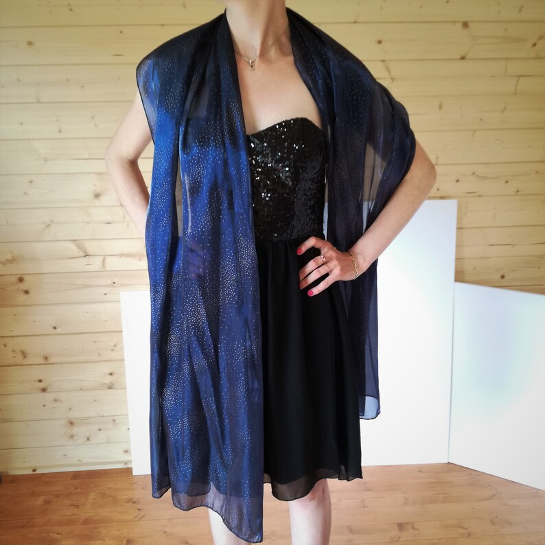 Navy blue chiffon shawl shawl for wedding dress bridesmaid | Etsy