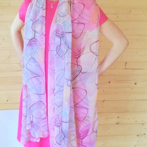 Lightweight pastel Chiffon Scarf with Floral Design - Stylish Addition to Any Outfit - 75x220cm
