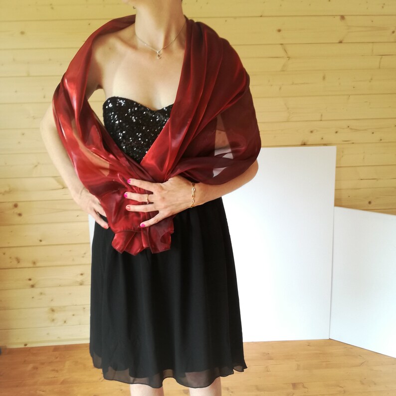 burgundy chiffon shawl