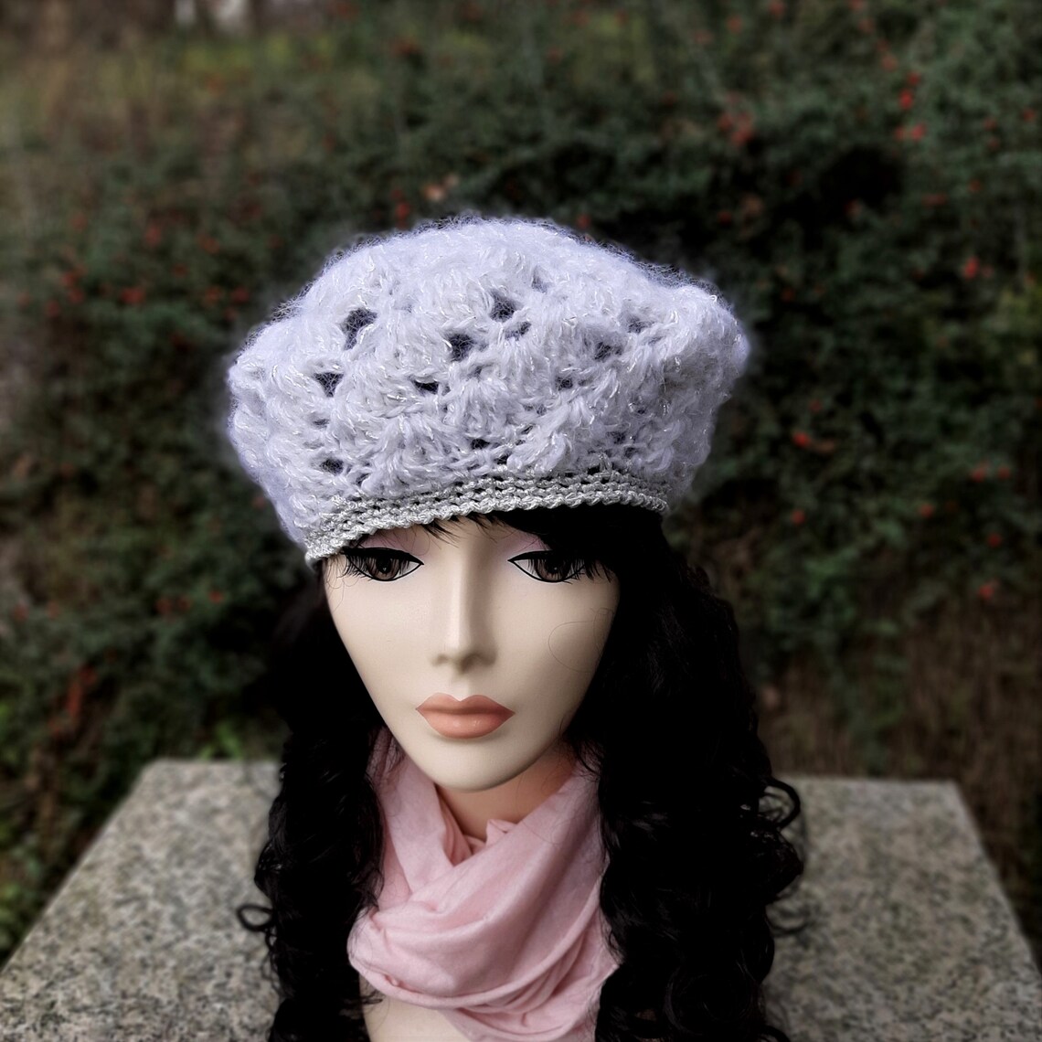 White Women's Beret Crochet Lace Beret White Beret Etsy