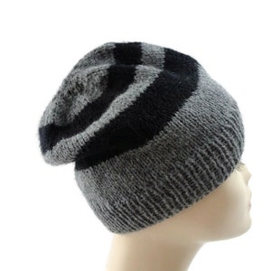 Gray Wool Beanie for Men | Handknit Slouchy Hat